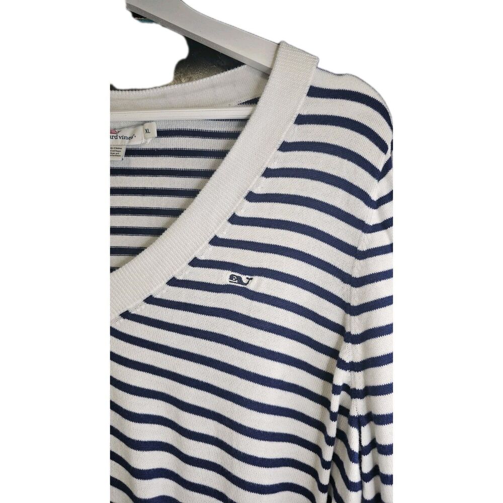 Vineyard Vines Americana Stripe Cotton Sweater XL Beachy Coastal - Picture 3 of 4